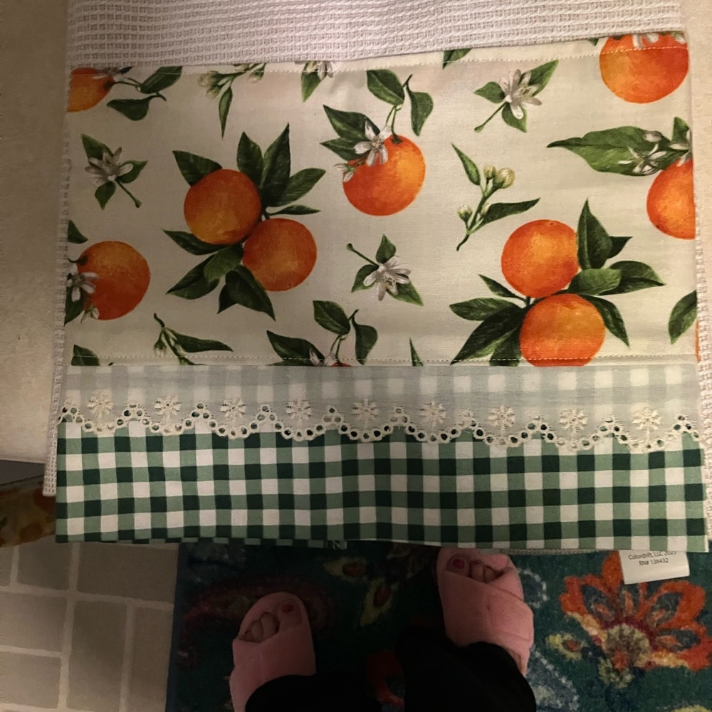 Orange and Green Checkered Kitchen Towel